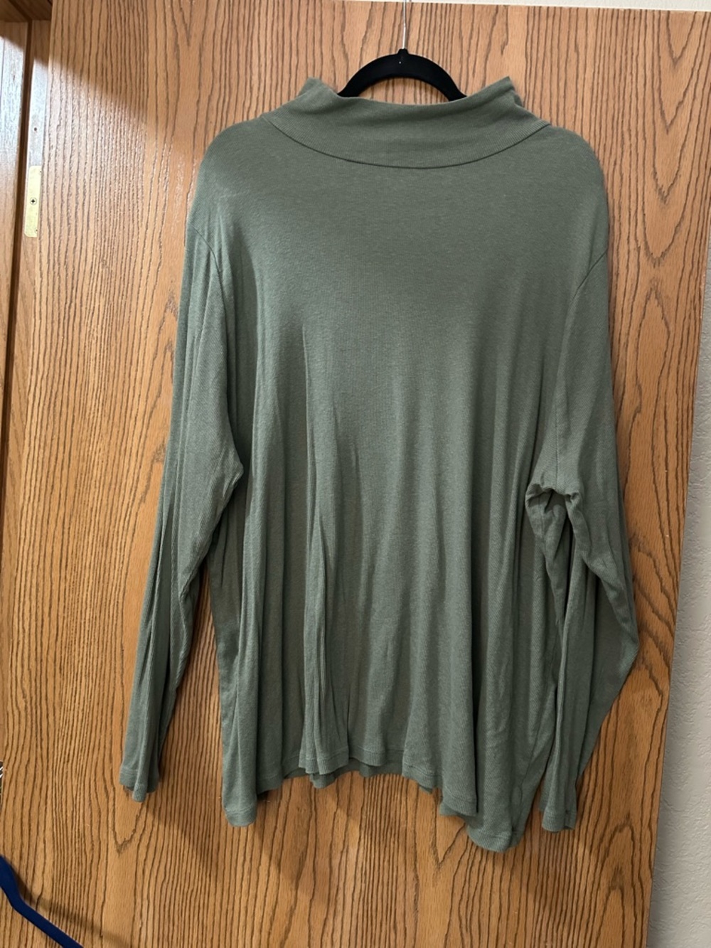 Ava Viv Women's Olive Green Long Sleeve Funnel Neck Top
